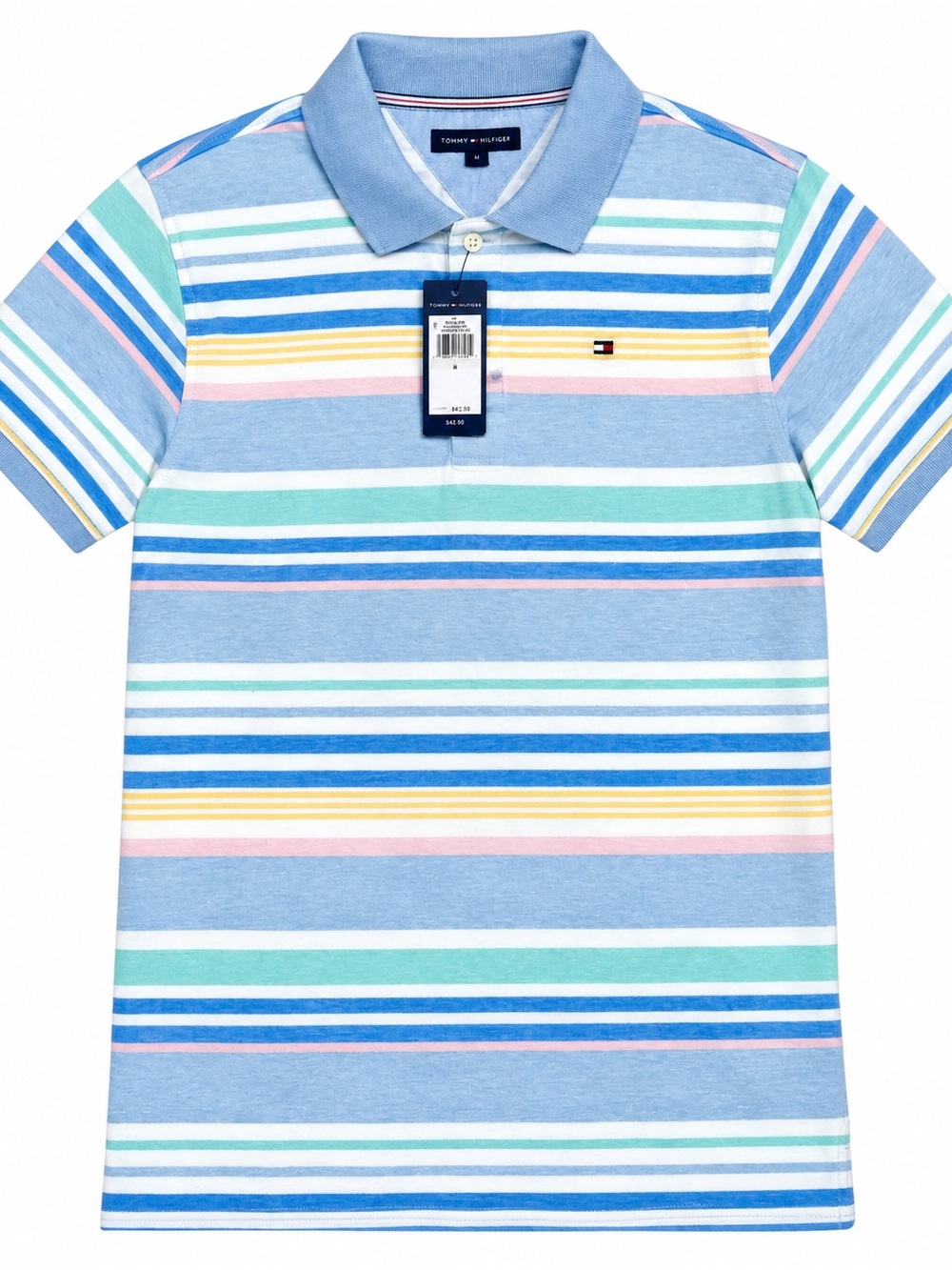 Tommy Hilfiger Light Blue Multicolor Striped Kids Polo
